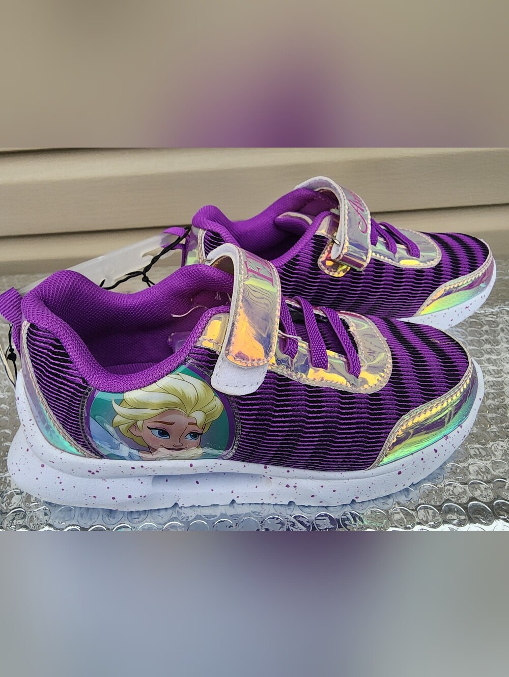 Disney Frozen Girls Sneakers with Iridescent Strap